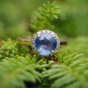 14k Rose Gold Sapphire Halo